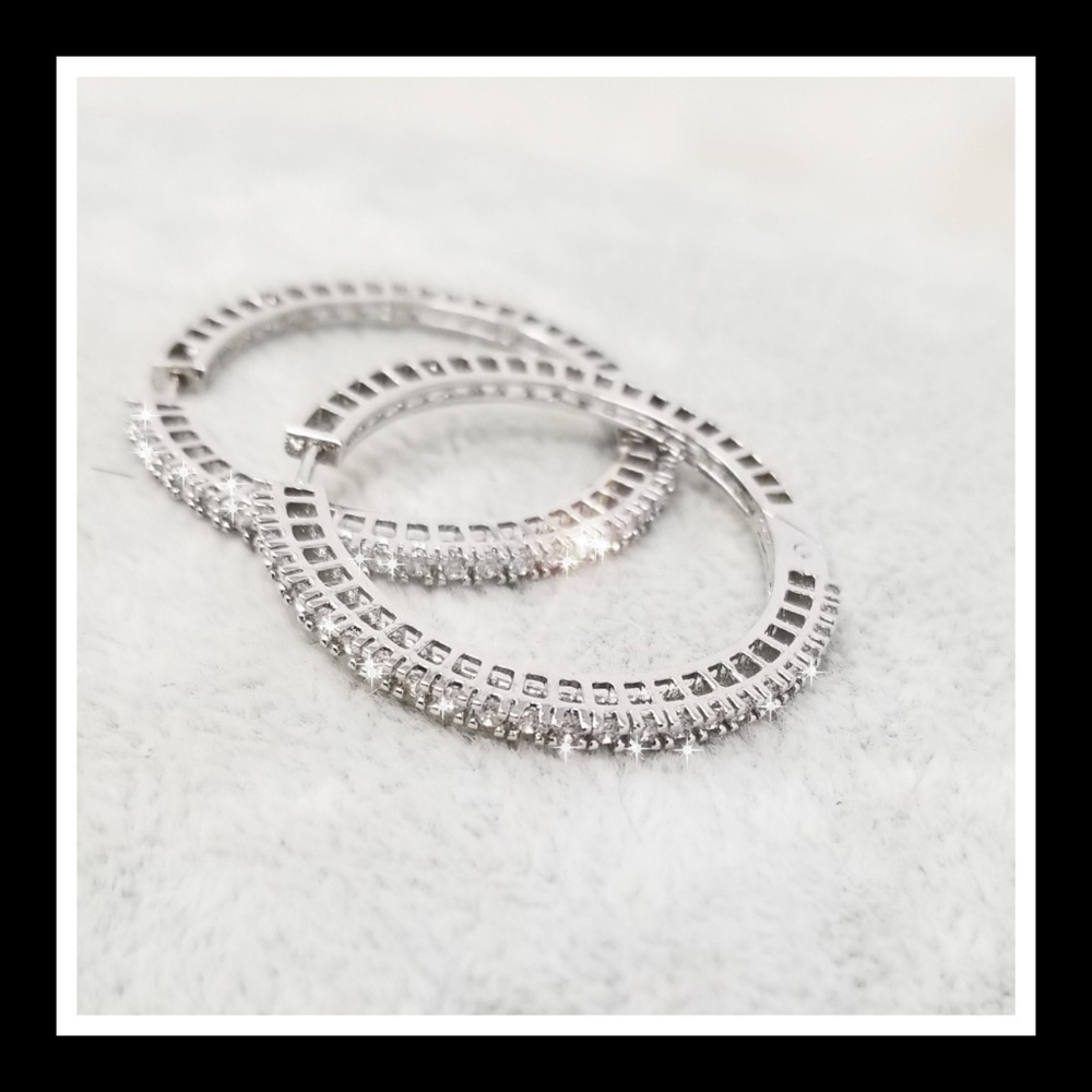 💎'2.5CTTW' TOP QUALITY DIAMOND (Lab) HOOPS💎 - Picture 3 of 5